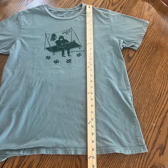 Patagonia Portaledge Concert Organic Short Sleeve Blue Green T-Shirt-Slim Large - Picture 3 of 5